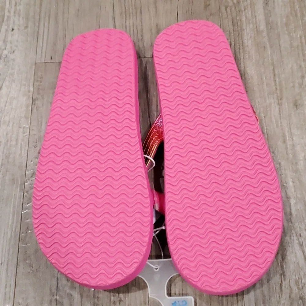 Cat & Jack Metallic Strap Aubrey Flip Flops Size 4/5 Large